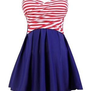 One piece swimsuit sailor style.